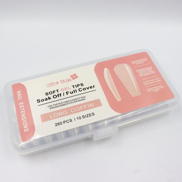 Soak Off Gel Τips Long Coffin