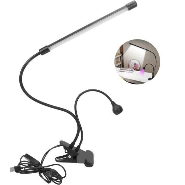 Εύκαμπτο Διπλό Φωτιστικό με Λάμπα UV & LED και Clip Στερέωσης