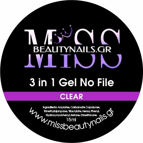 Miss Beauty Nails Gel 3 in 1 No File 15 ml Clear