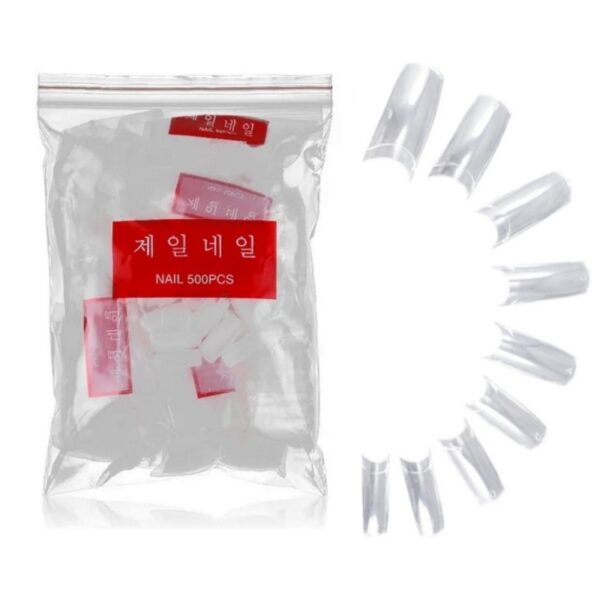 Τεμάχια Nail Tips Square Clear με Εγκοπή σε 10 Διαφορετικά Μεγέθη